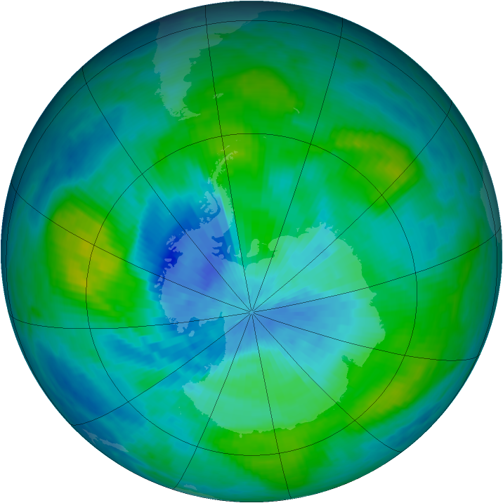 Antarctic ozone map for 11 March 1981